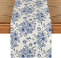 Artoid Mode Spring Navy Blue Floral Chinoiserie Table Runner, Seasonal Summer by ArtoidMode