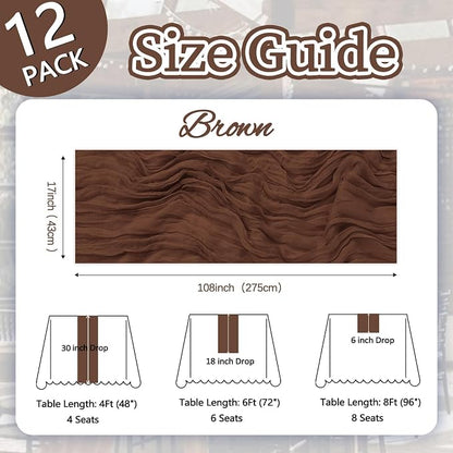 12 Pack Brown Cheesecloth Table Runner 17 x 108 Inch | Boho Gauze Cheese Cloth - Image 2