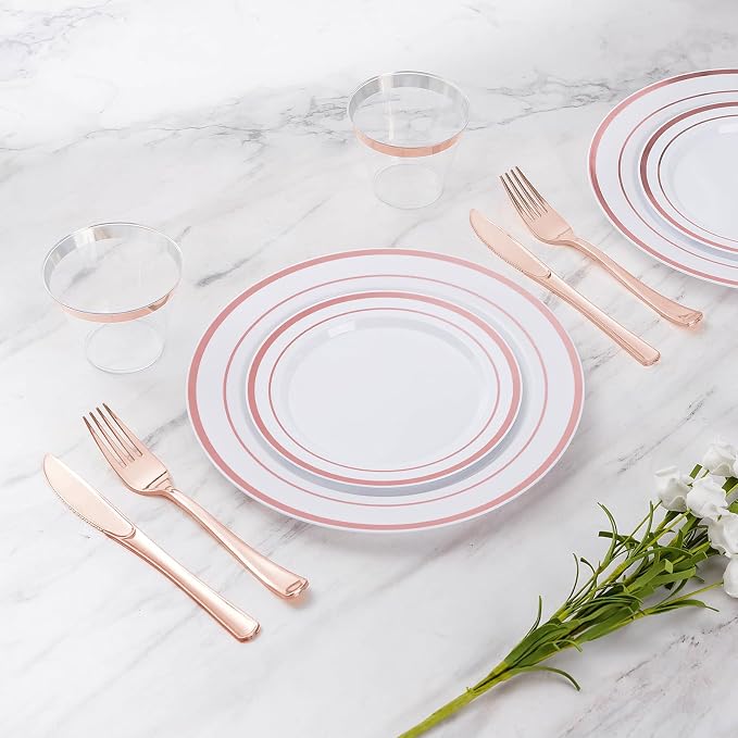 600 Pieces Rose Gold Disposable Plates - Image 2