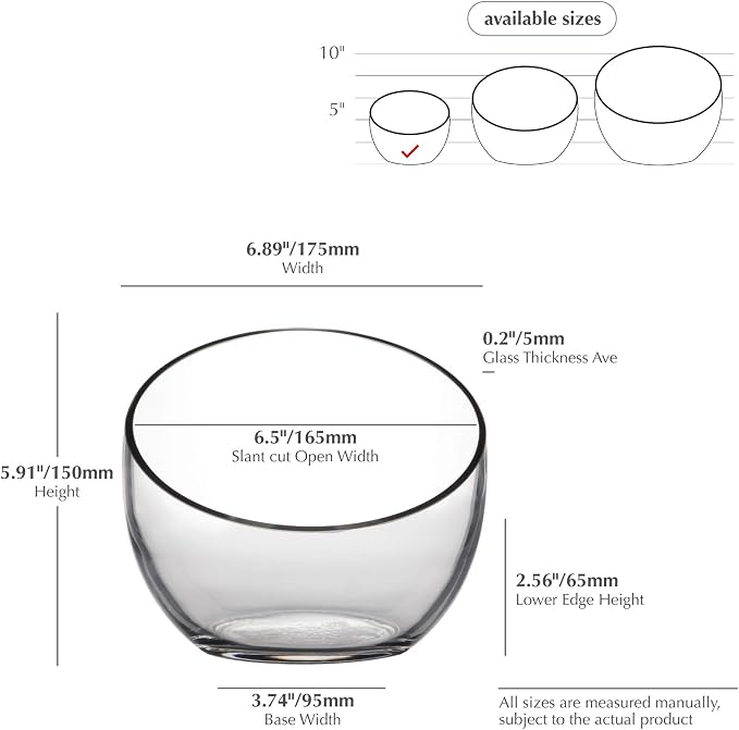 WGVI Clear Slant Cut Bowl Glass Vase, Glass Terrarium, Candy Dish, Slant Cut - Image 2