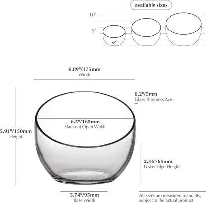 WGVI Clear Slant Cut Bowl Glass Vase, Glass Terrarium, Candy Dish, Slant Cut - Image 2