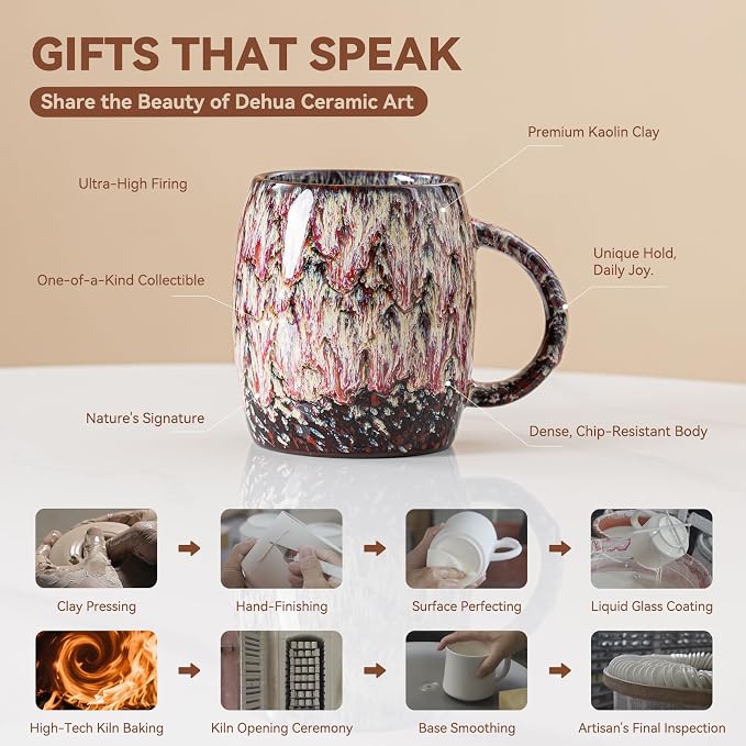 Unique Reactive Glaze Ceramic Coffee Mug - 14 oz Large Coffee Cup - Image 2