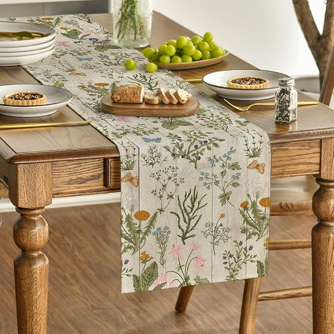Artoid Mode Wood Wild Flowers Floral Spring Table Runner, Seasonal Summer - Image 3