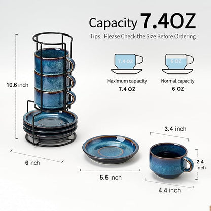 JIEMEI HOME Porcelain Stackable Cappuccino Cups - Image 3