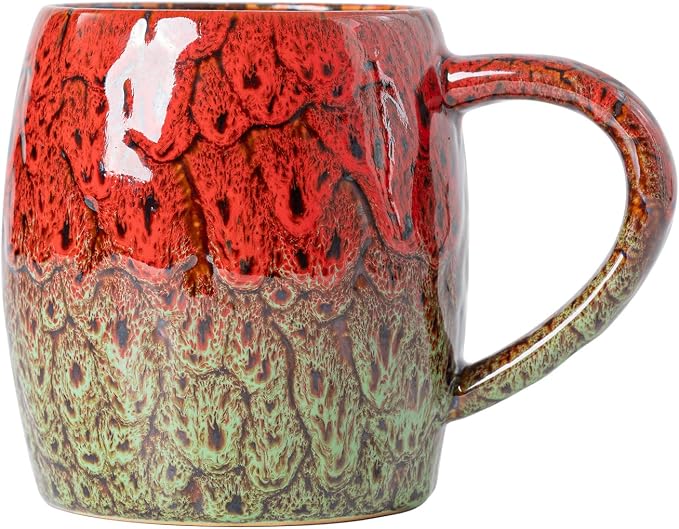 Handmade 22oz Ceramic Coffee Mug, Ergonomic Large Handle, Ideal Gift by XIYUANJI