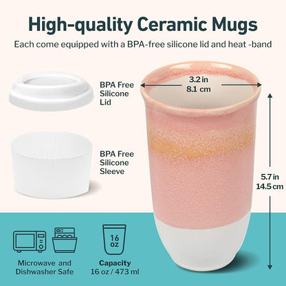 NOVA CERAMICS Travel Mug On the Go Coffee Mug Microwave & Dishwasher Safe Green - Image 3