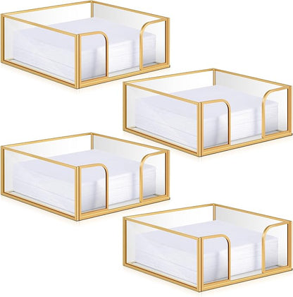 LemonRoad 4 Pcs Square Gold Napkin Holder by Unknown