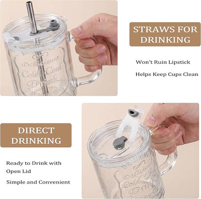 Vintage Premium Embossed Glass Cups - 18oz LeakProof Reusable - Image 3