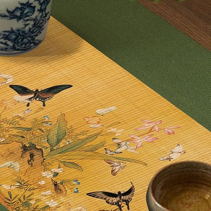 Asian Style Bamboo Table Runner, Ancient Chinese Paintings Zen Table Mat - Image 3