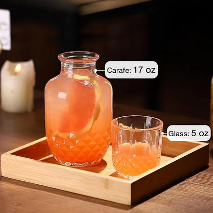 Bedside Water Carafe and Glass Set, Mfacoy 17 OZ Glasses Pitcher & 5 OZ Cup - Image 4