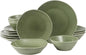 Bloomhouse - Two Time Oprah's Favorite Things Winner - Montecito Breeze 16 Piece (Service for 4) Double Plates and Bowls Stoneware Reactive Glaze Dinnerware Set - Cyprus Green