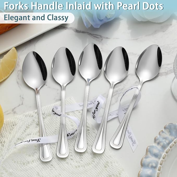 24 Pieces Teaspoons Set, 6.4 Inches Spoon Set, Stainless Steel Silverware - Image 5