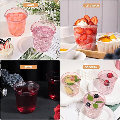 KesaPlan 100Pcs 12oz Pink Plastic Party Cups, Disposable Wine Cocktail Cups | - Image 6