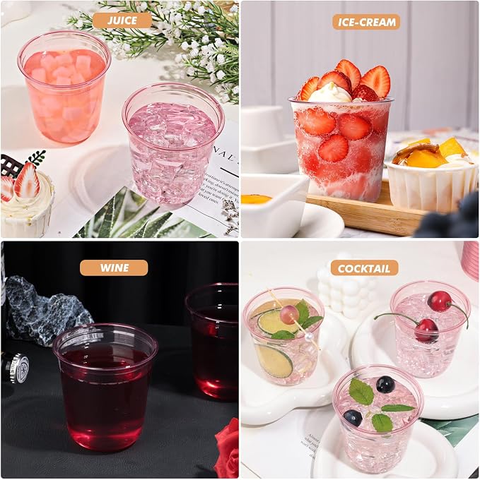 KesaPlan 50Pcs 12oz Pink Plastic Party Cups, Disposable Wine Cocktail Cups | - Image 6