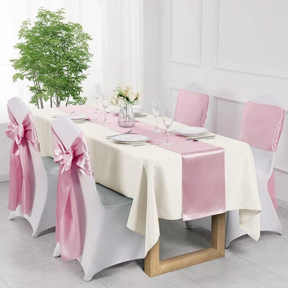 Manyshofu Blush Pink Satin Table Runner 12x72 - Image 5