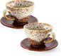 2 oz Espresso Cups and Saucers Set of 2, Ceramic Tea Cup by YINUOWEI