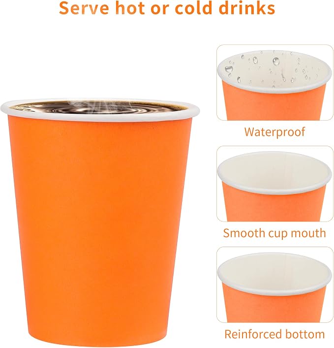 120-Pack 9 oz Rainbow paper cups, Disposable Colorful Paper Cups, Suitable - Image 3