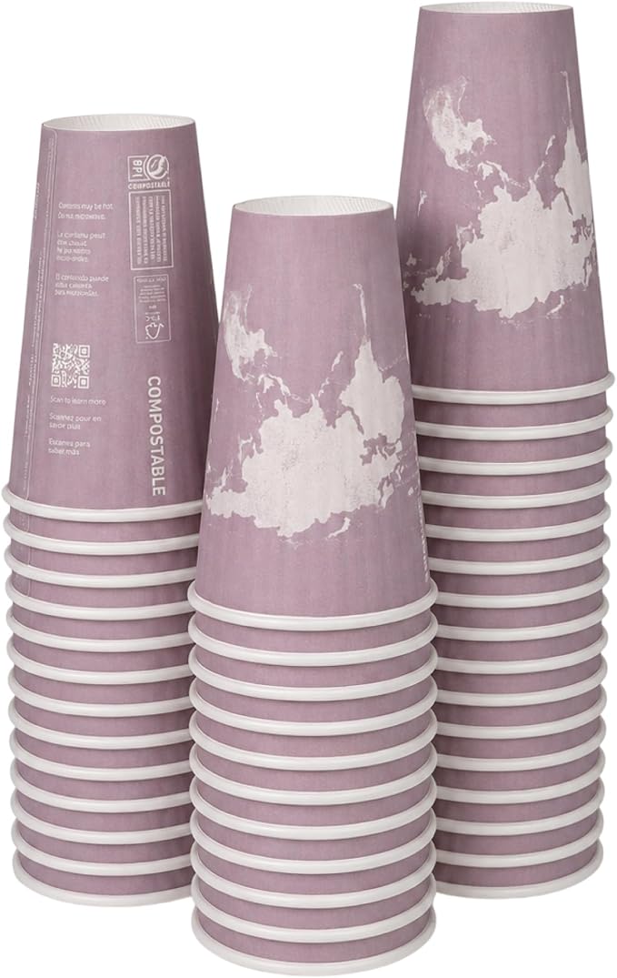ECO PRODUCTS Compostable Disposable Insulated World Art 16oz Large Coffee Cups by Eco-Products