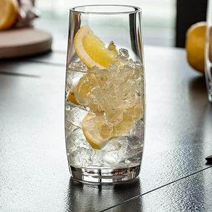 Krosno Long Drink Glasses, Set of 6, 13.9 oz, Blended Collection, Crystal Glass, Perfect for Everyday, Dishwasher Safe, Made in Europe