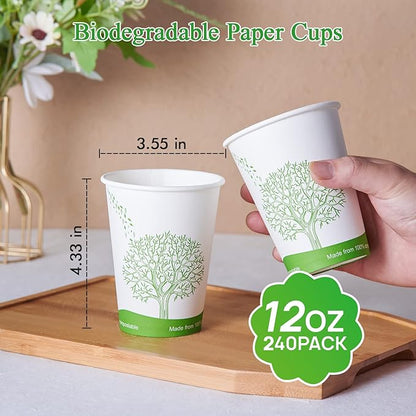 ECOLipak 240 Count 12 oz Compostable Paper Cup, Disposable Paper Coffee Cup | - Image 5