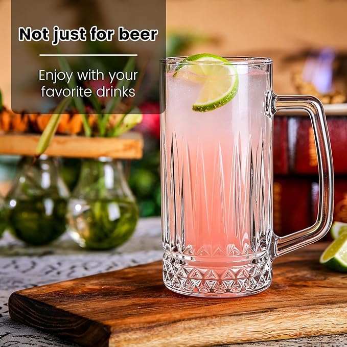 Beer Mugs For Freezer, 20 oz Large Heavy Glass Mugs - Image 5