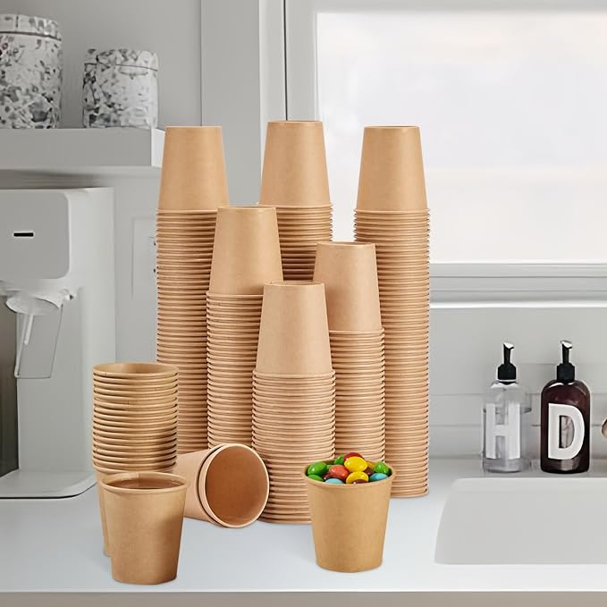 SIUQ 400 Pack 3 oz Kraft Paper Cups, Disposable Bathroom Mouthwash Cups | Mini - Image 7