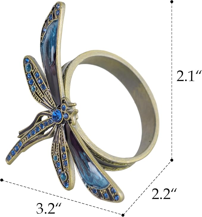 Dragonfly Napkin Ring Set of 4, Decorative Table Settings - Image 5