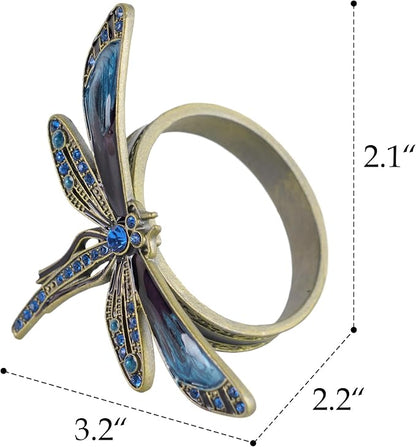 Dragonfly Napkin Ring Set of 4, Decorative Table Settings - Image 5