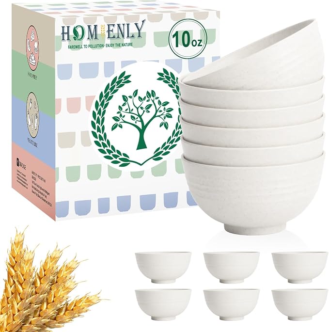 Unbreakable Wheat Straw Small Bowls 10 OZ Dessert Bowls Set of 6 Mini Bowl by HOMIENLY