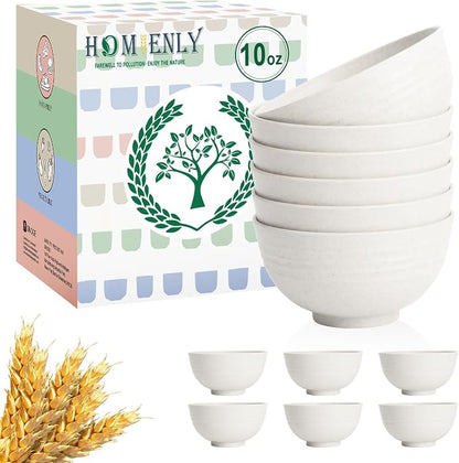 Unbreakable Wheat Straw Small Bowls 10 OZ Dessert Bowls Set of 6 Mini Bowl by HOMIENLY
