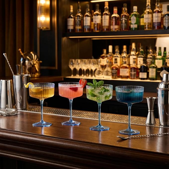 LIYH 20pcs Plastic Martini Glasses 10 Oz Blue Disposable Cocktail Coupe - Image 7