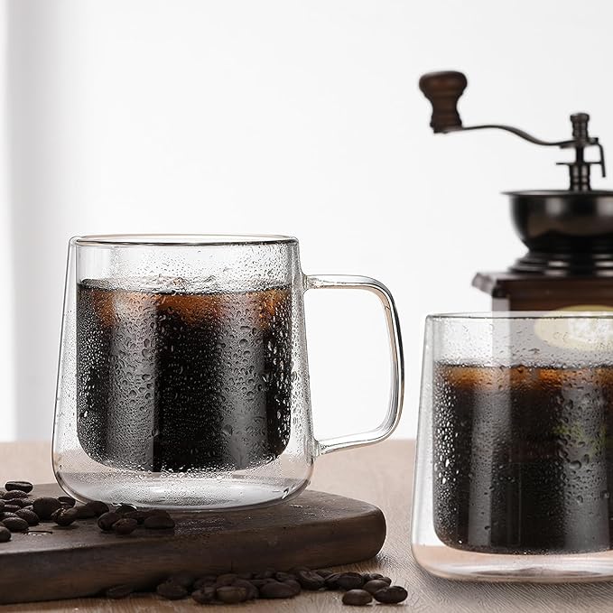 Extra Large Thicken Double Wall Glasses Coffee Mugs Tea Cups set of 2, 24OZ - Image 2