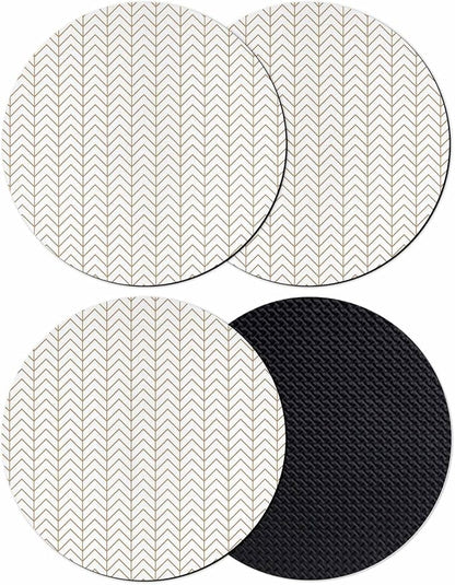Simple Line White Coasters Set of 4, Non-Slip Cup Coaster Mat by PIEPLE