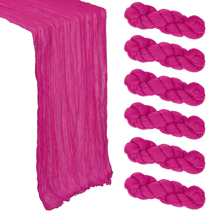 6 Pack Hot Pink Table Runner Cheesecloth 10Ft Gauze Cheese Cloth Table Runner by Heneger