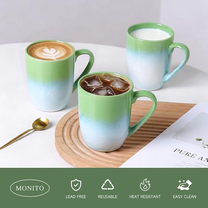 MONITO 17oz Ceramic Coffee Mugs Set of 6, Dishwasher&Microwave Safe, Reactive - Image 2