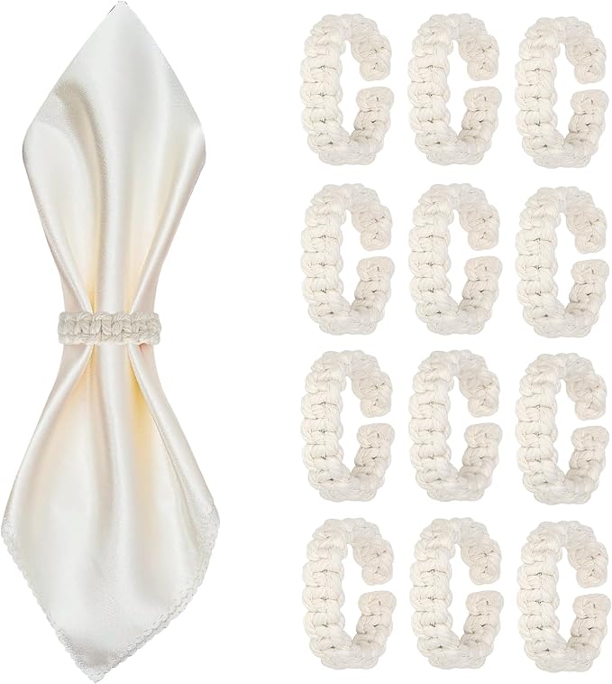 Meplait Napkin Rings Set of 12, Boho Napkins Holders Ring by Meplait