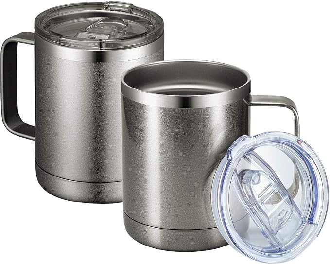 MEWAY 12oz Coffee Mug With Handle 2 Pack Bulk, Stainless Steel Insulated Travel by MEWAY