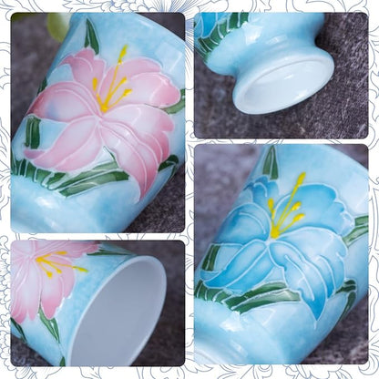KAMMAK Ceramic Tea Cups Set of 2, 1.5 oz, Vintage Small Teacups, 734N | Hand - Image 5