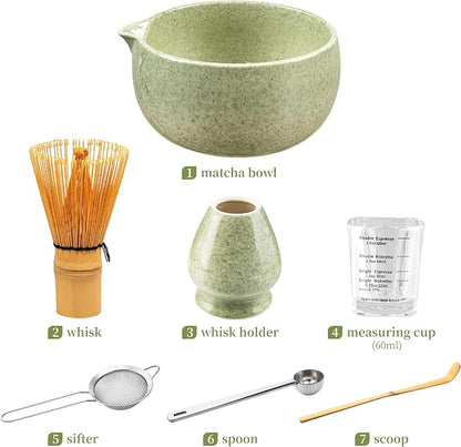 YIBO Matcha Whisk Set With Bowl, Ceramic Matcha Making Kit Includes Bamboo Whisk - Image 6