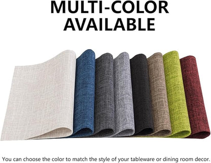 Placemats Set of 6, Bilayer Thickened Linen Place Mats Heat Resistant Machine Washable Wrinkle Free Carefully Selected Polyester Mats for Kitchen/Dining/Coffee Table (Cream Beige)