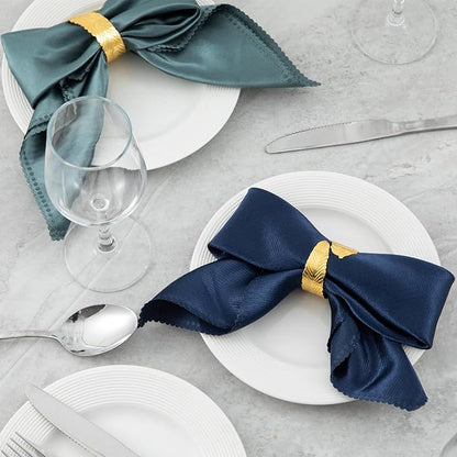 Gold Leaf Napkin Rings Set of 8, Metal Leaves Napkin Ring