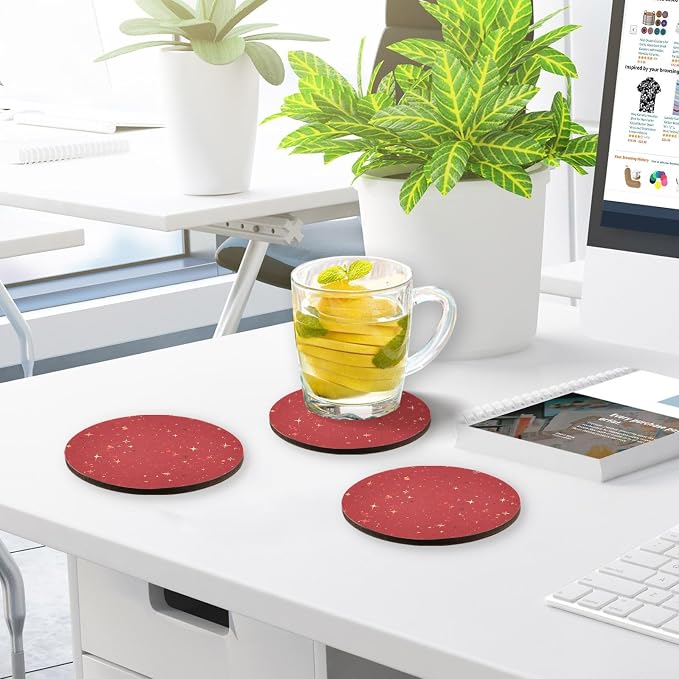 Red Glitter Texture Absorbent Coaster - Image 7