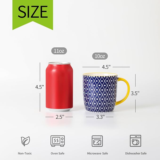 Selamica 10 OZ Coffee Mugs Set of 4, Small Coffee Cups Ceramic - Image 3