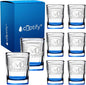 Personalized Square Shot Glasses Set of 8 Blue Bottom 2oz Engraved Initial and Name Custom Gifts, Weddings, Birthdays, Party, Event, Decorations