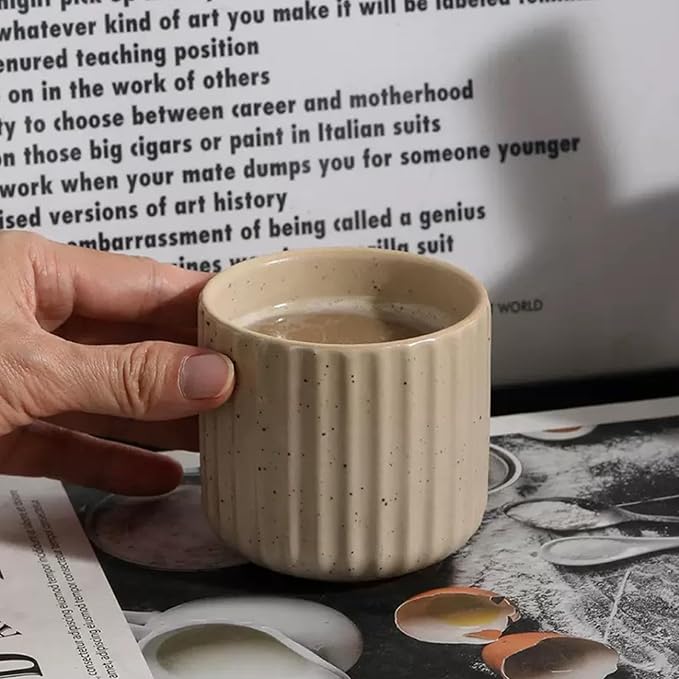 Vintage Ceramic Mug, Japanese Tea Cup 6oz Striped Cup No Handle Drinking Cup - Image 5