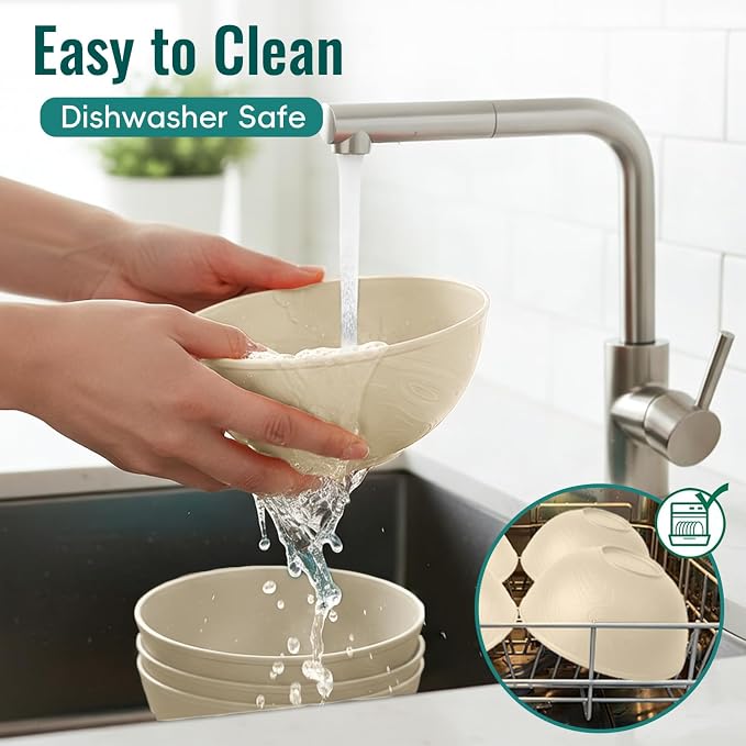 40 OZ Cereal Bowls 8 PCS, Unbreakable & Lightweight Wheat Straw Bowl - Image 5