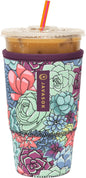 Sok It JavaSok Iced Coffee & Cold Soda Insulated Neoprene Cup Sleeve (Succulents, Large: 30-32oz)