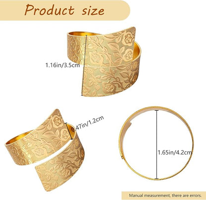 Napkin Rings Set of 12, Irregular-Shaped Metal Napkin Holders with Rose Patterns for Wedding Dining, Holiday Table Decor, Perfect for Home Chefs & Party Planners（Gold）