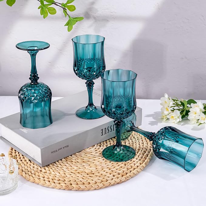 Ciaell 24 Pack Green Plastic Wine Glasses - Image 4