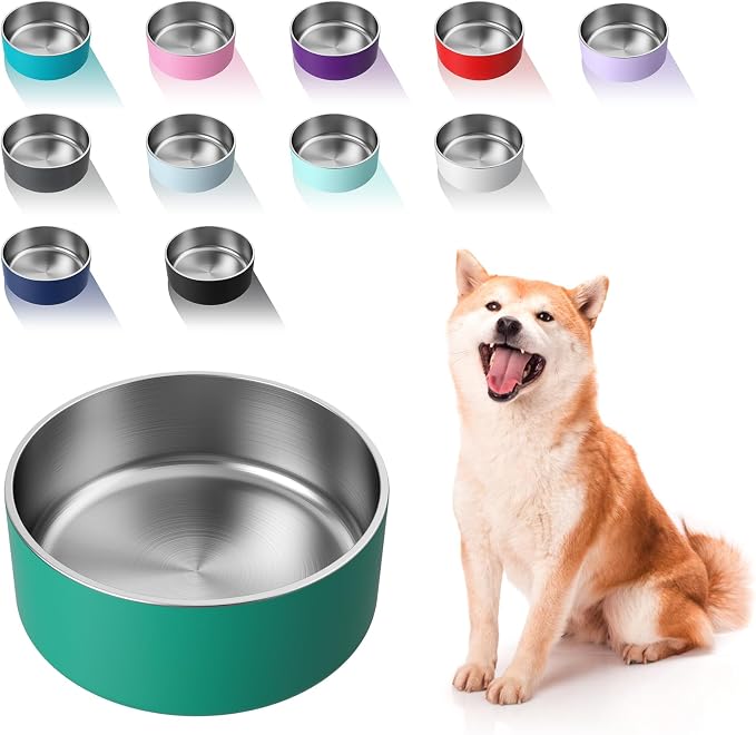 WENBOKMIN Dog Bowl, Stainless Steel Food and Water Bowl, Deep Green | Non Slip by Wenbokmin